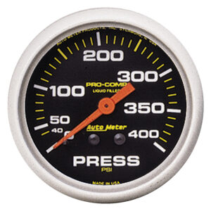 AUTOMETER Pressure Gauge 2 5/8", 400PSI, Liquid Filled Mech, Pro-Comp