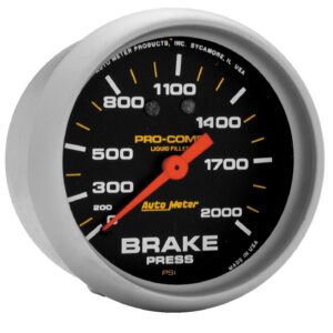 AUTOMETER Brake Pressure Gauge 2 5/8", 2000PSI, Liquid Filled Mech, Pro-Comp