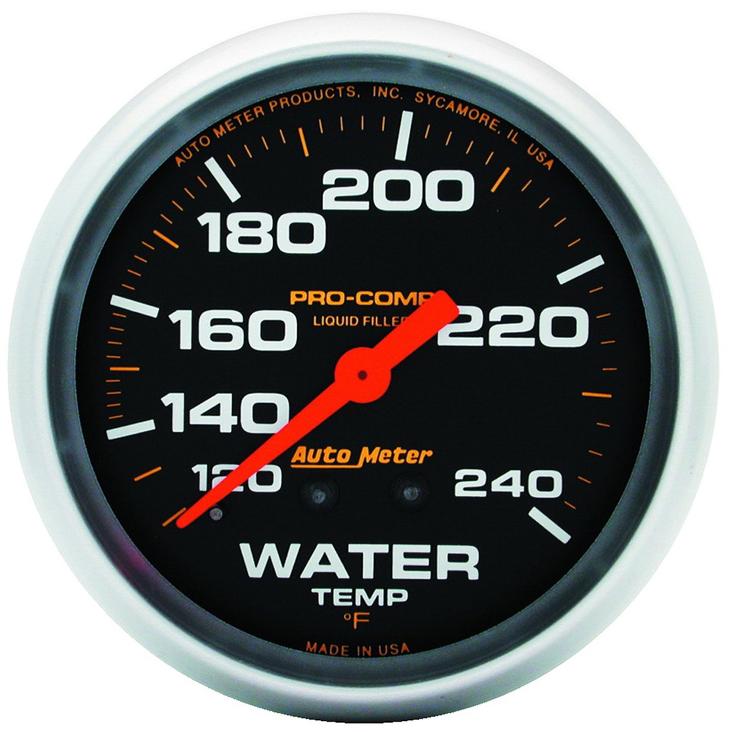 AUTOMETER Water Temperature Gauge 2 5/8", 120-240°F, Liquid Filled Mech, Pro-Comp