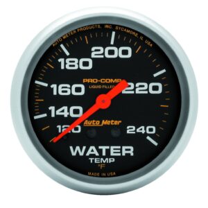 AUTOMETER Water Temperature Gauge 2 5/8", 120-240°f, Liquid Filled Mech, 12ft, Pro-Comp
