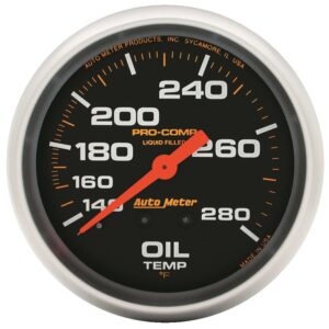AUTOMETER Oil Temperature Gauge 2 5/8", 140-280°f, Liquid Filled Mech, 12ft, Pro-Comp