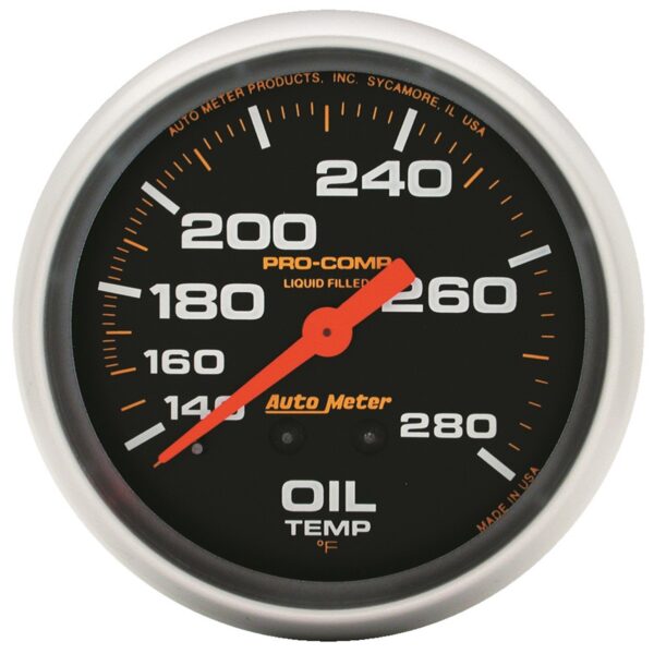 AUTOMETER Oil Temperature Gauge 2 5/8", 140-280°f, Liquid Filled Mech, Pro-Comp