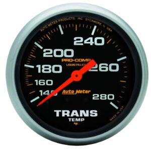 AUTOMETER Transmission Temperature Gauge 2 5/8", 140-280°f, Liquid Filled Mech, 8ft, Pro-Comp