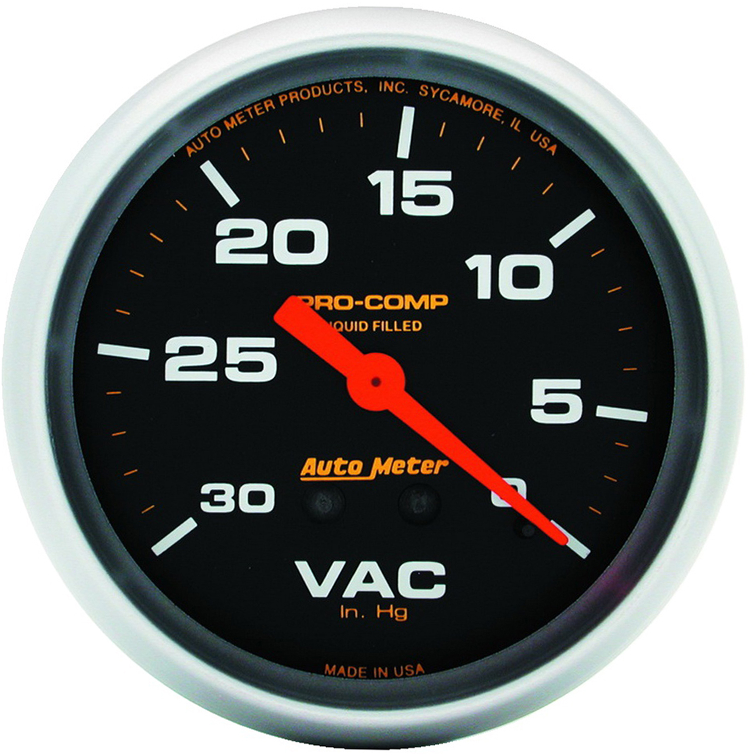 AUTOMETER Vacuum Gauge 2 5/8", 30Inhg, Liquid Filled Mech, Pro-Comp