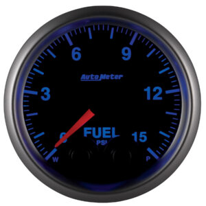 AUTOMETER Gauge, Fuelp, 2 1/16", 15PSI, Stepper Motor W/Peak & Warn, Elite, W/O Sensor