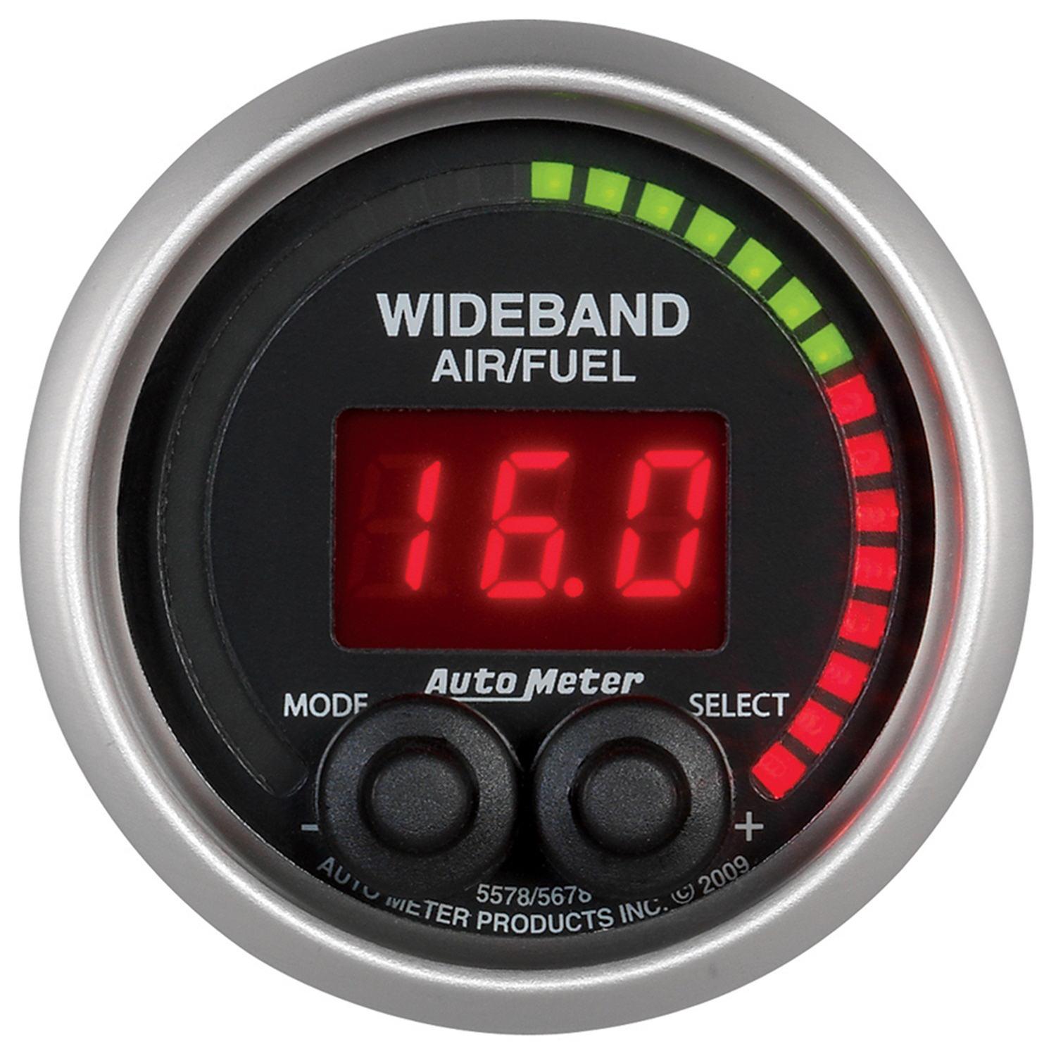 AUTOMETER Pro Air/Fuel Ratio AFR Gauge 2 1/16", 10:1-20:1, Digital W/ Peak & Warn, Elite
