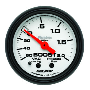 AUTOMETER Vacuum/Boost Gauge 2 1/16", 60Cmhg - 2.0Bar, Mechanical, Phantom