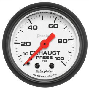 AUTOMETER Exhaust Pressure Gauge 2 1/16", 100PSI, Mechanical, Phantom