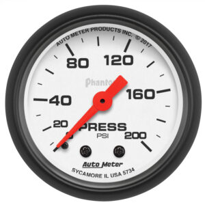 AUTOMETER Pressure Gauge 2 1/16", 200PSI, Mechanical, Phantom