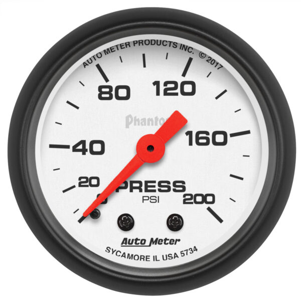 AUTOMETER Pressure Gauge 2 1/16", 200PSI, Mechanical, Phantom