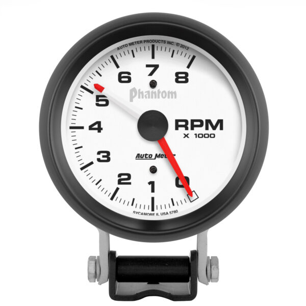 AUTOMETER Tachometer Gauge 3 3/4", 8K RPM, Pedestal W/ Red Line, Phantom