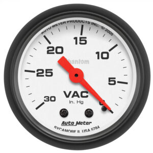 AUTOMETER Vacuum Gauge 2 1/16", 30Inhg, Mechanical, Phantom