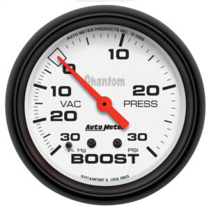 AUTOMETER Vacuum/Boost Gauge 2 5/8", 30Inhg-30PSI, Mechanical, Phantom