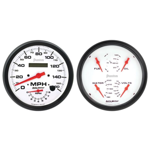 AUTOMETER Gauge Kit, 2 Pc., Quad & Tach/Speedo, 5", Phantom