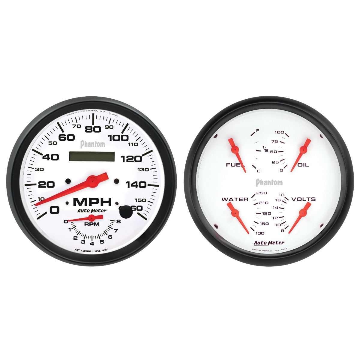 AUTOMETER Gauge Kit, 2 Pc., Quad & Tach/Speedo, 5", Phantom