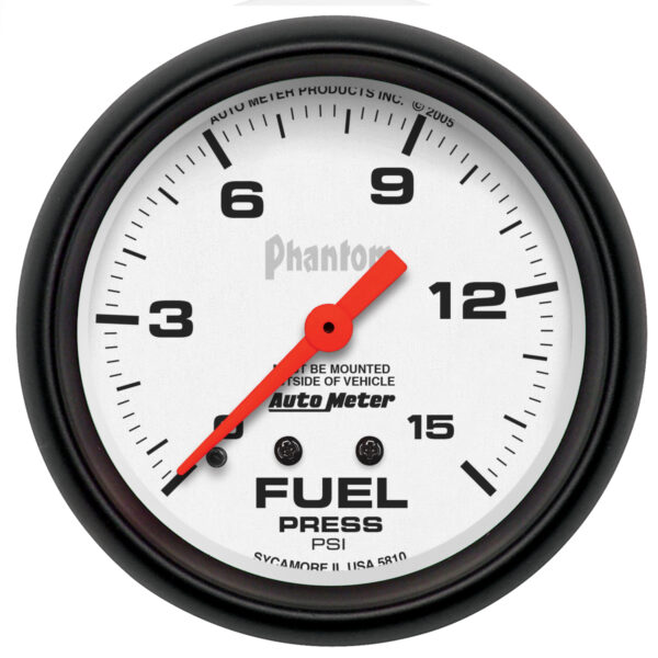AUTOMETER Fuel Pressure Gauge 2 5/8", 15PSI, Mechanical, Phantom
