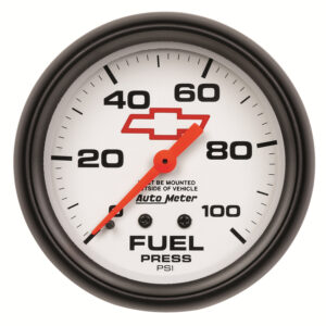 AUTOMETER Fuel Pressure Gauge 2 5/8", 100PSI, Mechanical, Chevy Red Bowtie, White