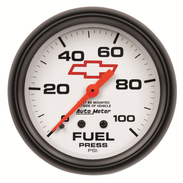 AUTOMETER Fuel Pressure Gauge 2 5/8", 100PSI, Mechanical, Chevy Red Bowtie, White