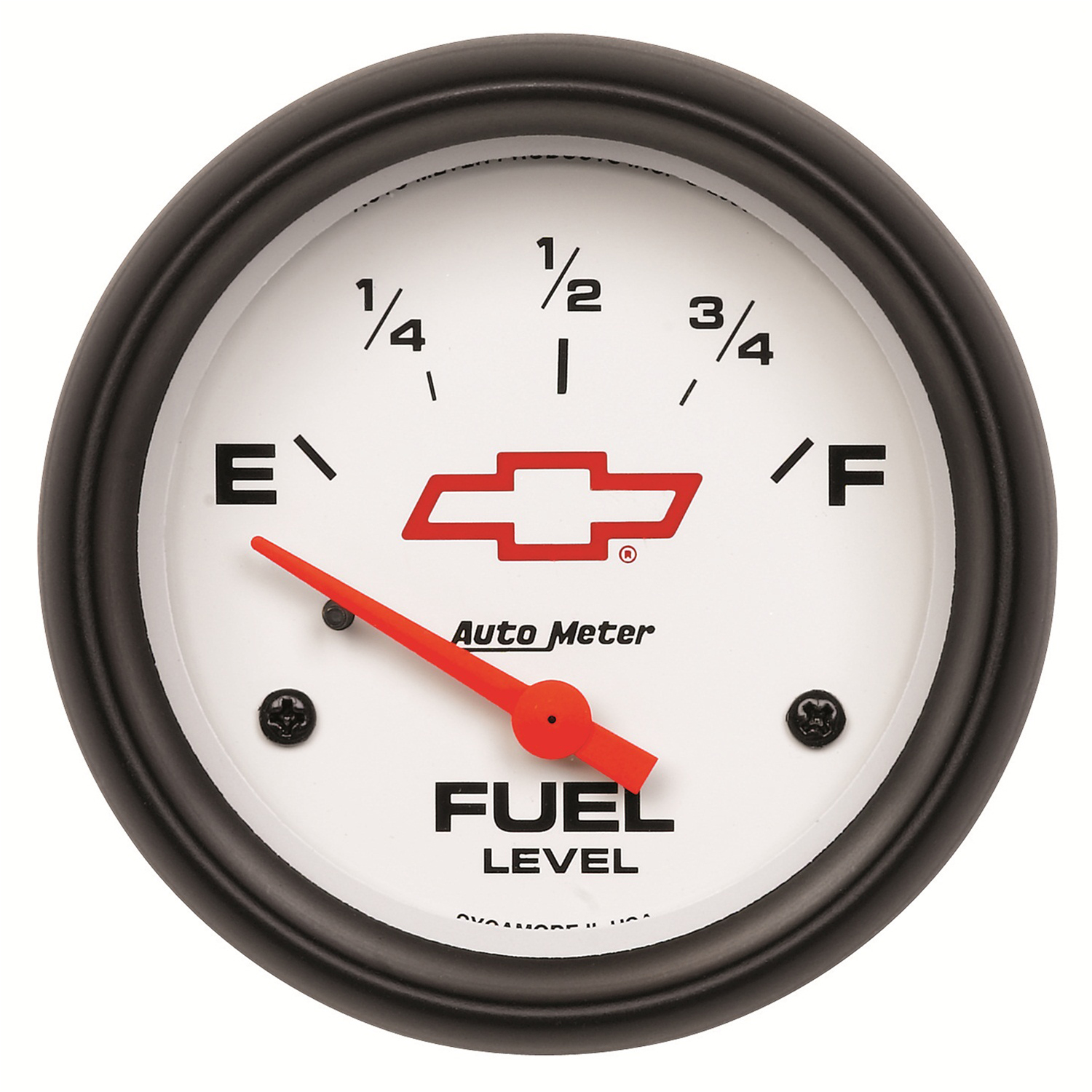 AUTOMETER Fuel Level Gauge 2 5/8", 0&deg; To 90&deg;F, Elec, Chevy Red Bowtie, White