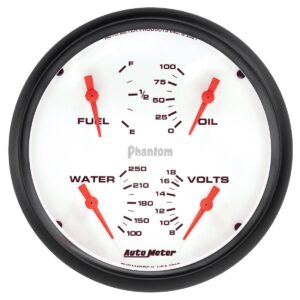 AUTOMETER Gauge, Quad, 5", 0Ωe-90Ωf, Elec, Phantom