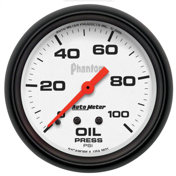 AUTOMETER Phantom 2 5/8" 100PSI Mechanical Oil Pressure Gauge