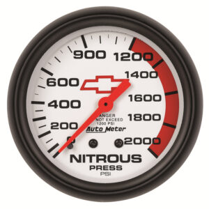 AUTOMETER Nitrous Pressure Gauge 2 5/8", 2000PSI, Mechanical, Chevy Red Bowtie, White