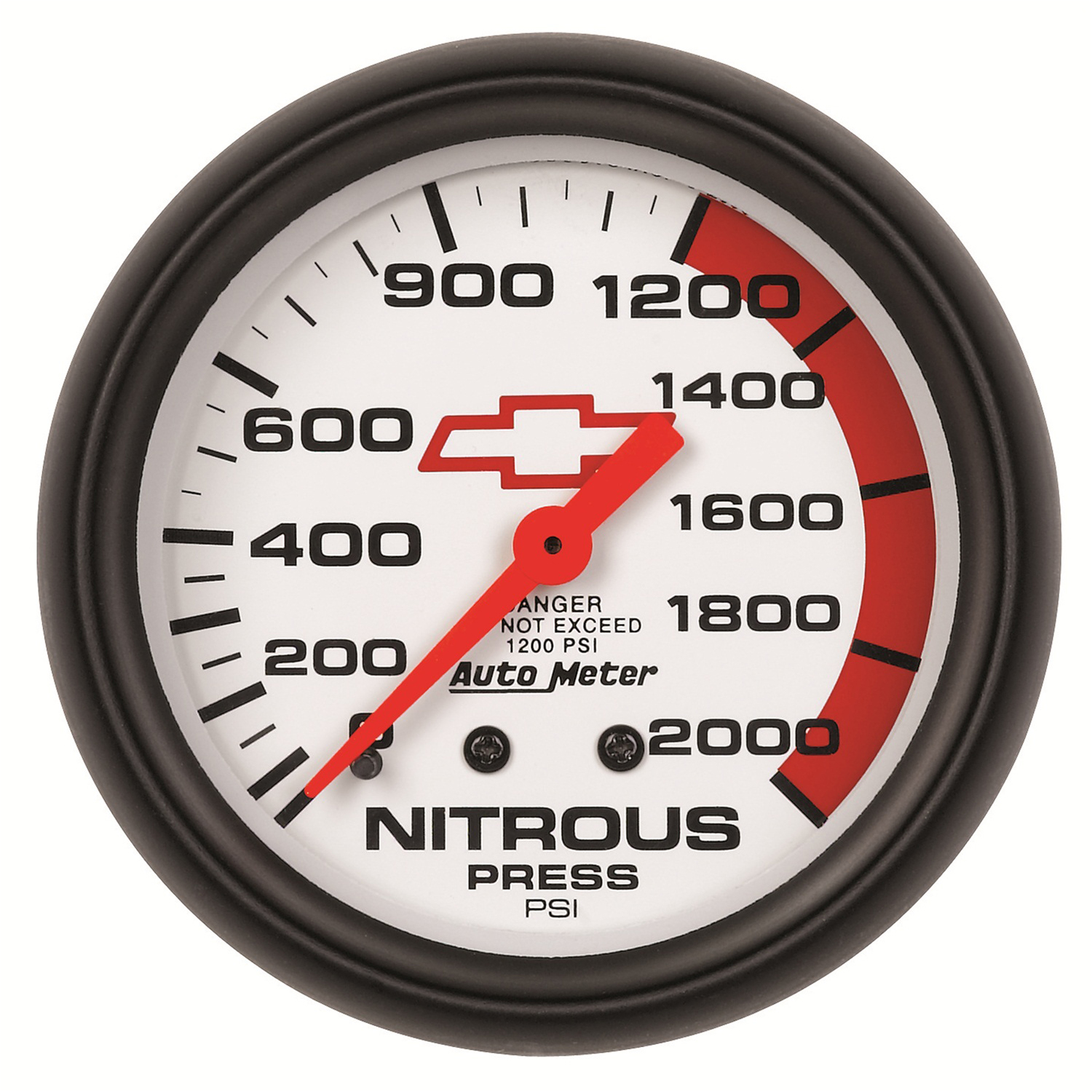 AUTOMETER Nitrous Pressure Gauge 2 5/8", 2000PSI, Mechanical, Chevy Red Bowtie, White