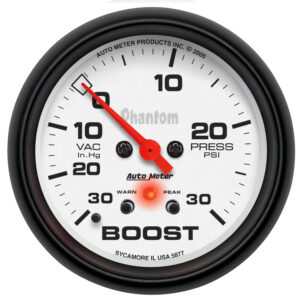 AUTOMETER Vacuum/Boost Gauge 2 5/8", 30Inhg-30PSI, Digital Stepper Motor, Phantom