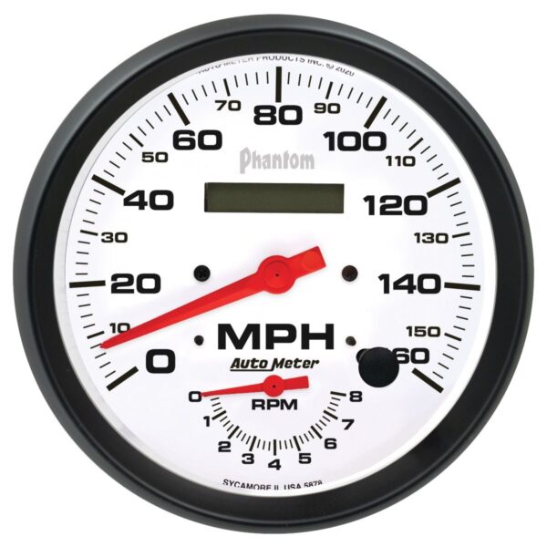AUTOMETER Gauge, Tach/Speedo, 5", 160MPH & 8K RPM, Elec. Program., Phantom