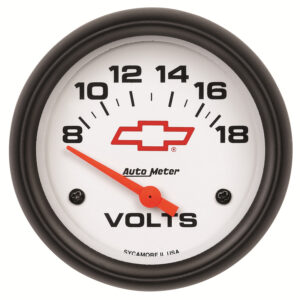 AUTOMETER Voltmeter Gauge 2 5/8", 18V, Electric, Chevy Red Bowtie, White