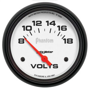 AUTOMETER Voltmeter Gauge 2 5/8", 18V, Electric, Phantom