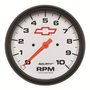 AUTOMETER Tachometer Gauge 5", 10K RPM, In-Dash, Chevy Red Bowtie, White