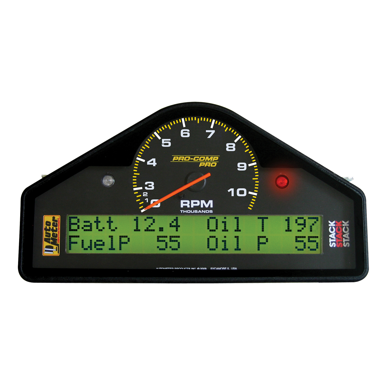 AUTOMETER Race Dash Display, 10.5K RPM/MPH/Fuelp/Oilp/Oilt/Wtmp/Volt, Pro-Comp