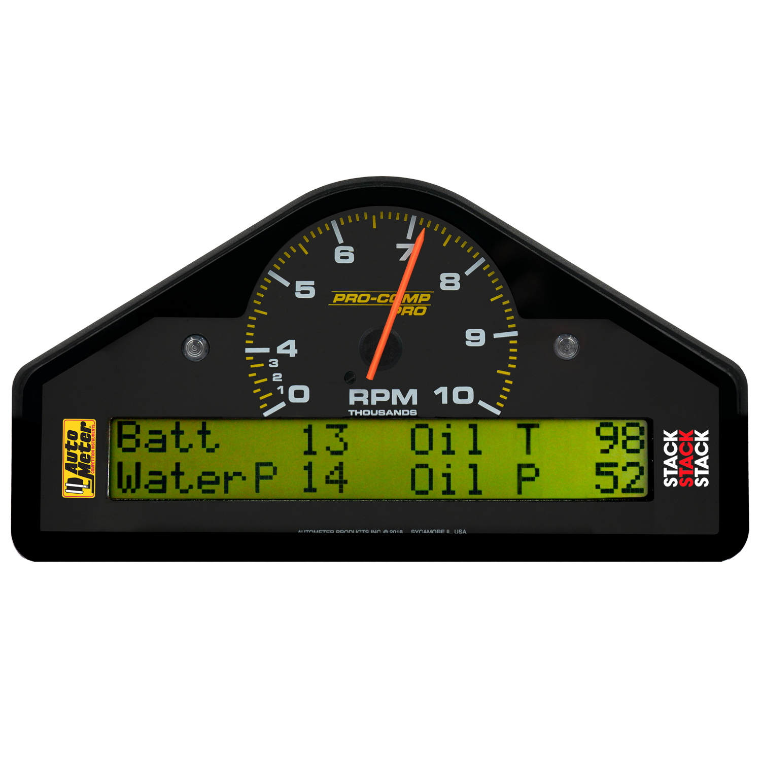 AUTOMETER Race Dash Display, 10K RPM/Wtrp/Fuelp/Oilp/Oilt/Wtmp/Volt, Pro-Comp