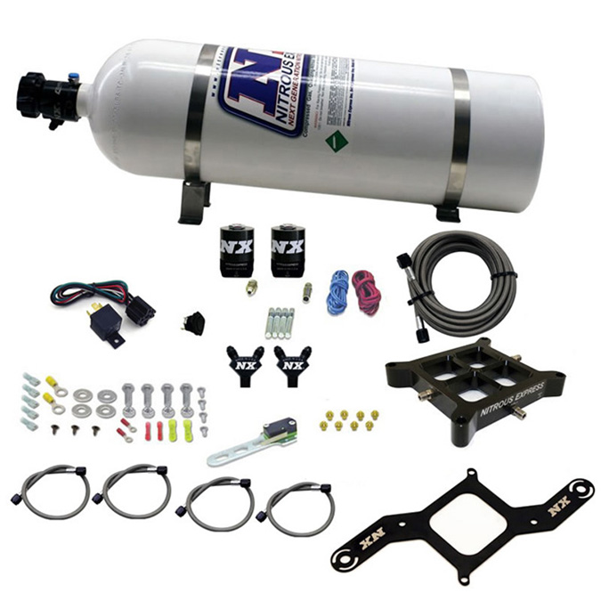 NITROUS EXPRESS 4150 Billet Crossbar, Pro Power (100-200-300-400-500HP) With 15lb Bottle.