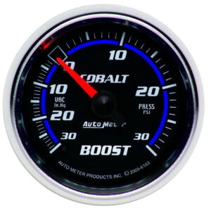 AUTOMETER Vacuum/Boost Gauge 2 1/16", 30Inhg-30PSI, Mechanical, Cobalt