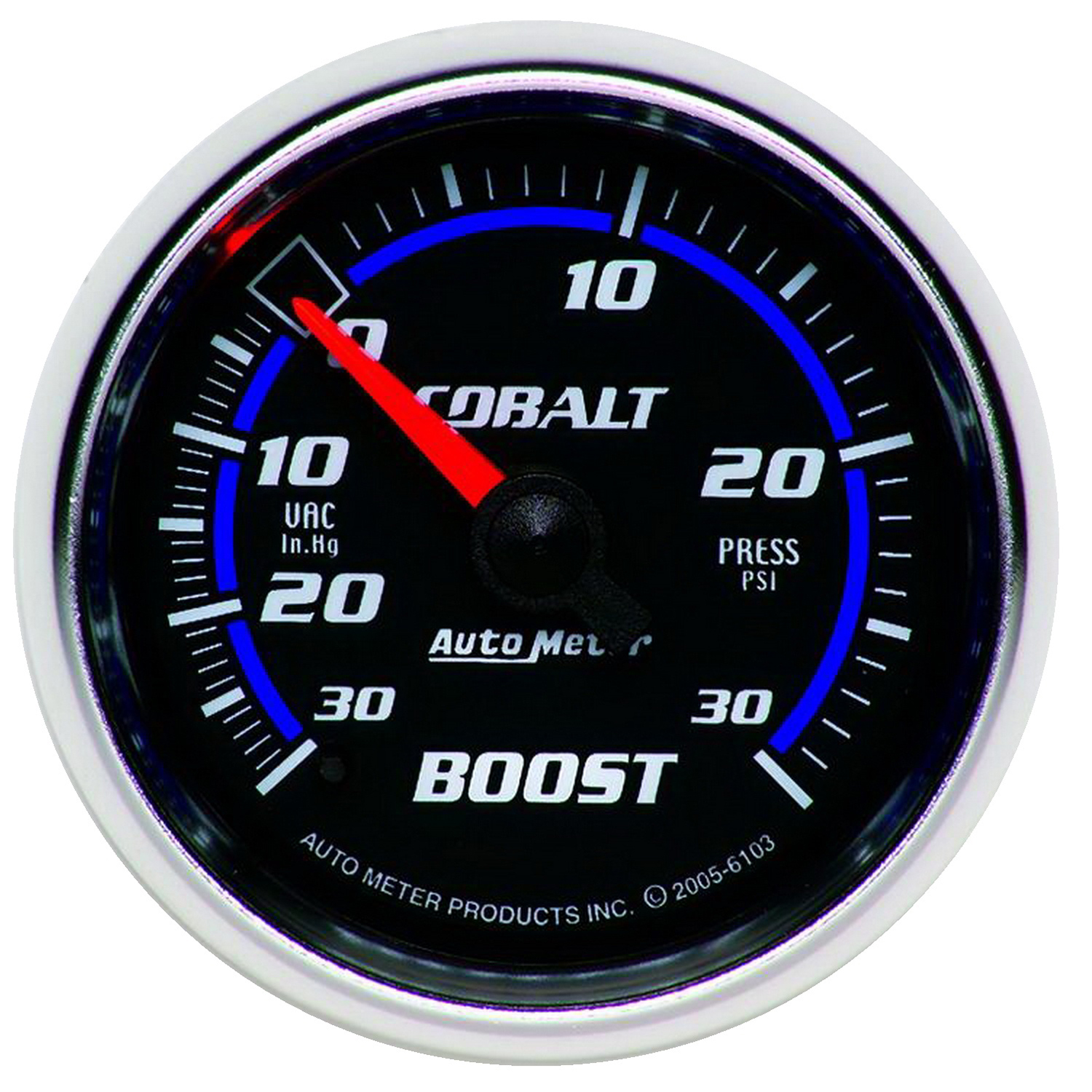 AUTOMETER Vacuum/Boost Gauge 2 1/16", 30Inhg-30PSI, Mechanical, Cobalt