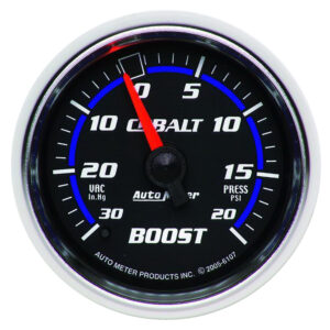 AUTOMETER Vacuum/Boost Gauge 2 1/16", 30Inhg-20PSI, Mechanical, Cobalt