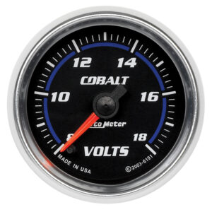 AUTOMETER Voltmeter Gauge 2 1/16", 18V, Digital Stepper Motor, Cobalt