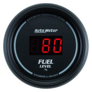 AUTOMETER Fuel Level Gauge 2 1/16", 0-280° Program., Digital, Black Dial W/ Red LED