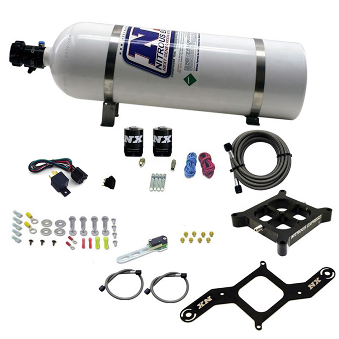 NITROUS EXPRESS Dry, Dual Stage Billet Crossbar Plate System 100-1000HP (4150 Flange) W/15Lb Bottle