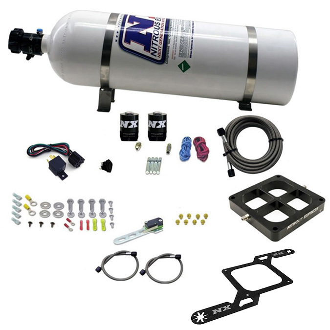 NITROUS EXPRESS Dry, Dual Stage Billet Crossbar Plate System 100-1000HP (4500 Flange) W/15Lb Bottle