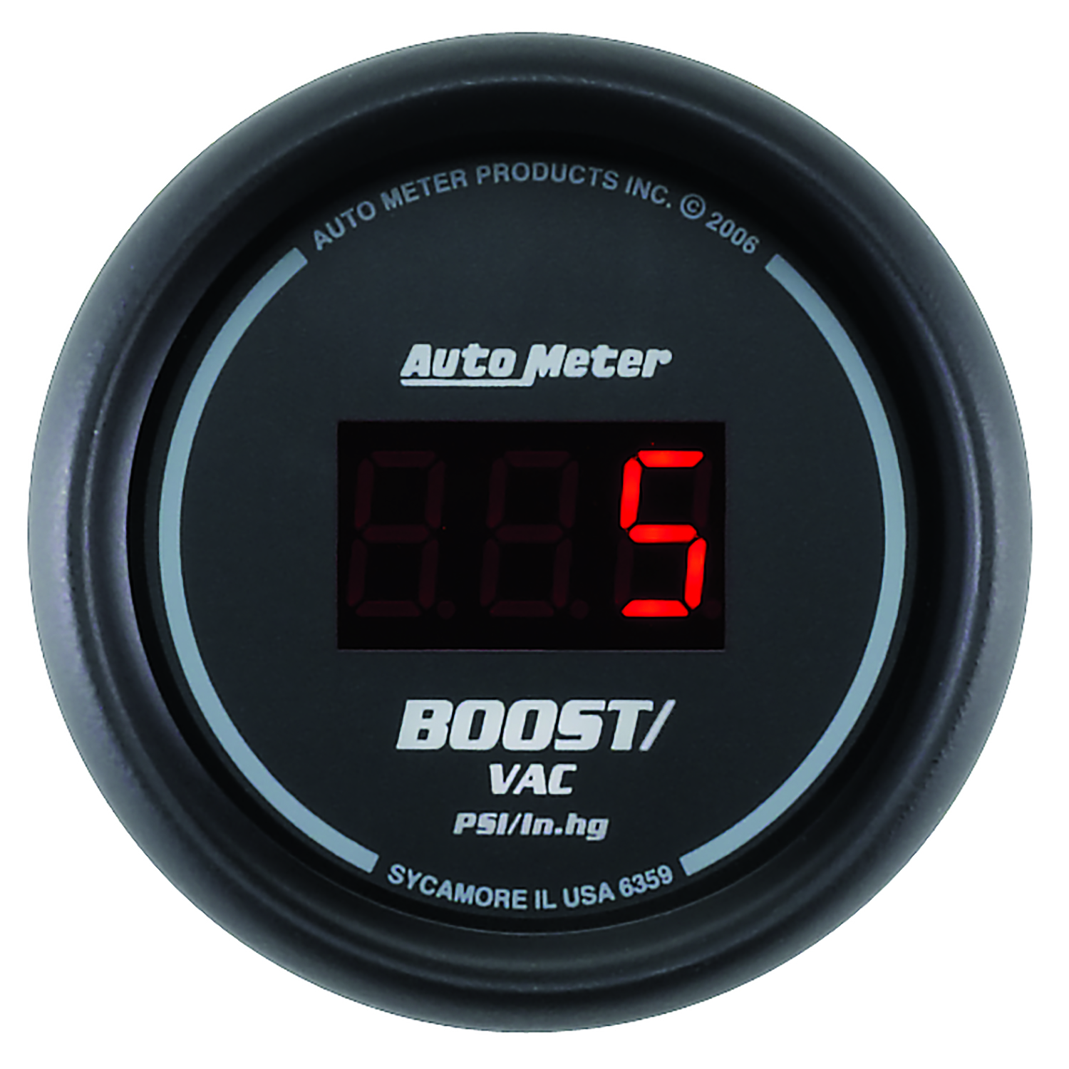 AUTOMETER Vacuum/Boost Gauge 2 1/16", 30Inhg-30PSI, Digital, Black Dial W/ Red LED