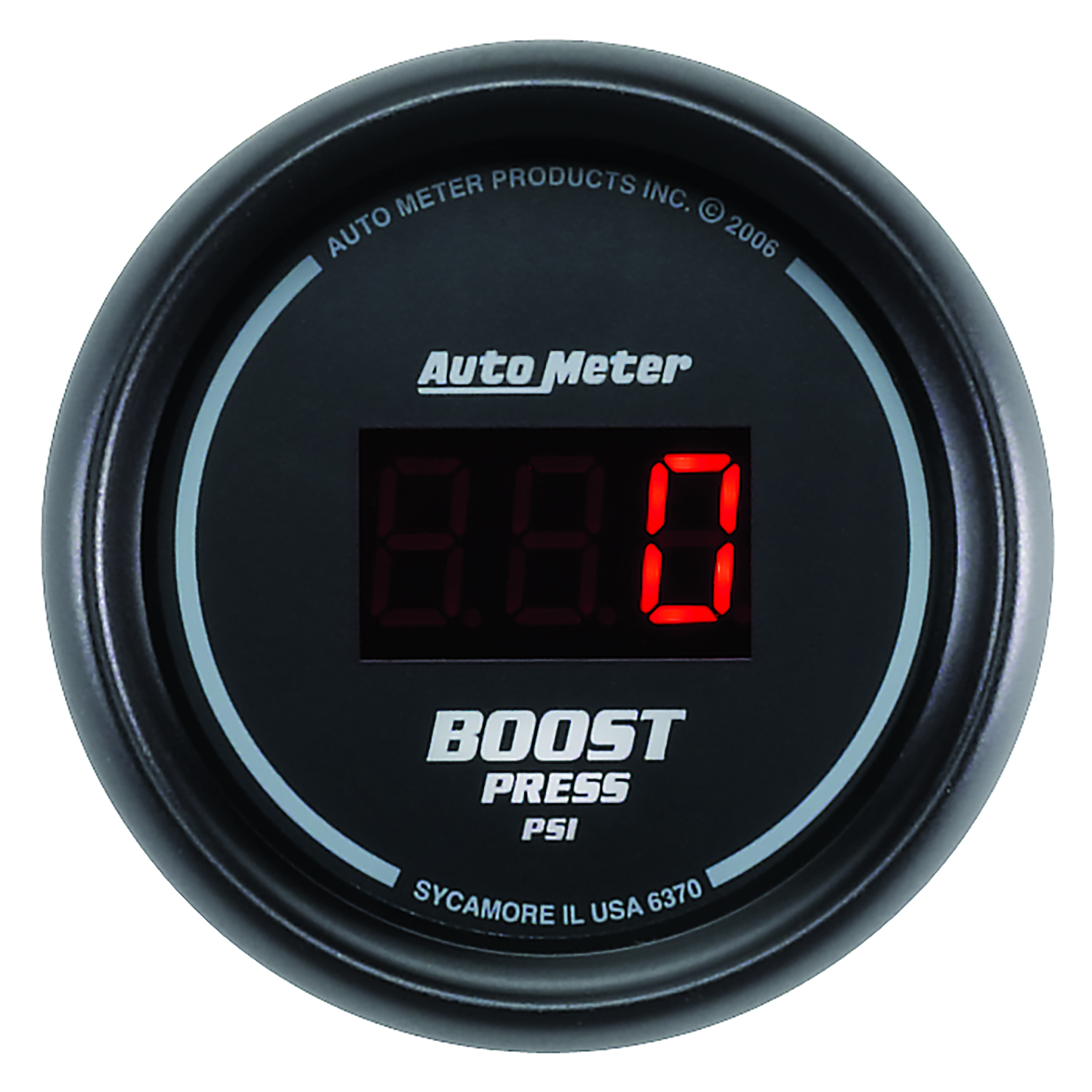 AUTOMETER Boost Gauge 2 1/16", 60PSI, Digital, Black Dial W/ Red LED