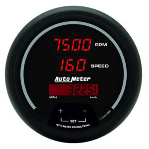 AUTOMETER Tacho/Speedo Gauge 3 3/8", 260MPH / 260KMH 10K RPM, Program, Dig, Black W/ Rd LED