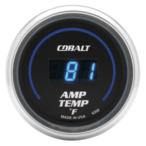 AUTOMETER Gauge, Stereo Amp Temperature, 2 1/16", 250°f, Digital, Cobalt