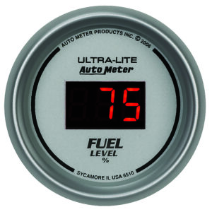 AUTOMETER Fuel Level Gauge 2 1/16", 0-280° Program., Digital, Silver Dial W/ Red LED