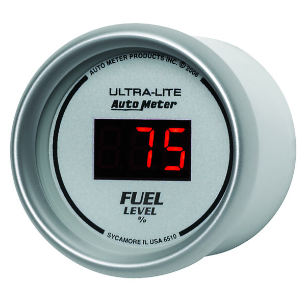 AUTOMETER Fuel Level Gauge 2 1/16", 0-280° Program., Digital, Silver Dial W/ Red LED - Image 2