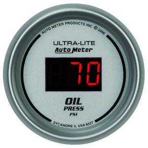 AUTOMETER Oil Pressure Gauge 2 1/16", 100PSI, Digital, Silver Dial W/ Red LED