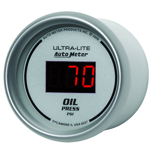 AUTOMETER Oil Pressure Gauge 2 1/16", 100PSI, Digital, Silver Dial W/ Red LED - Image 2